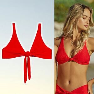 NWT PQ SWIM Calypso Drew Knot Tie Bikini Top Sz 14